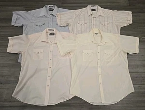 Panhandle Western Shirt Pearl Snap Lot(4) Mens XL(17.5) Short Sleeve Vintage - Picture 1 of 10