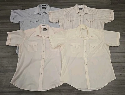 Panhandle Western Shirt Pearl Snap Lot(4) Mens XL(17.5) Short Sleeve Vintage - Image 1 of 4