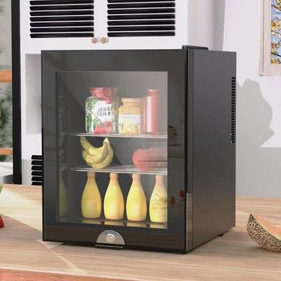 Kühlschrank Getränke Flaschen Bier Minibar 40L Hausbar 2 Böden Edelstahl Glastür - Bild 1 von 4