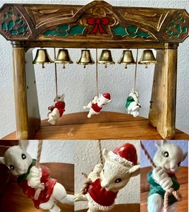 VINTAGE GEMMY 2002 ANIMIERTE KICHERNDE MUSIKALISCHE MÄUSE WEIHNACHTSGLOCKE LÄUTET ~ SELTEN * - Bild 1 von 11