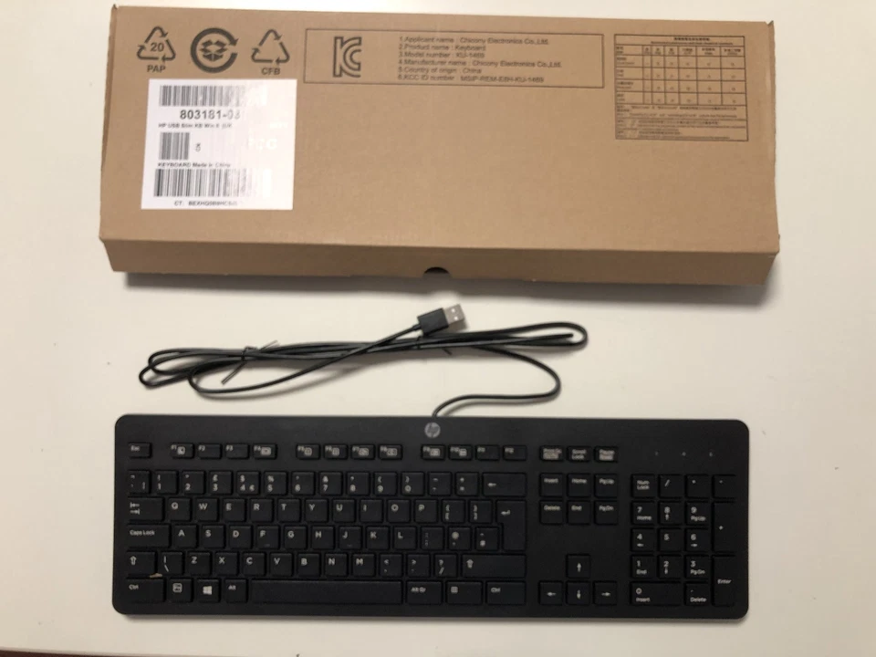 Tastiera Keyboard HP Slim USB Layout Inglese UK 803181-031 - Immagine 1 di 1