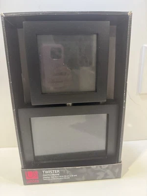 Moldura Twister duas fotos 4x6 e duas 4x4 preta Umbra preta nova na caixa - Imagem 1 de 4
