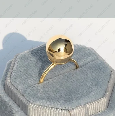 Ball Shape Ring & Dome Statement Ring , Chunky Gold Ring , Unique Antique Ring - Image 1 of 4