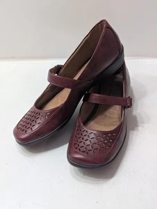 Life Stride Ballet Flat 8M Burgundy Leather Mary Jane Shoes - Picture 1 of 13