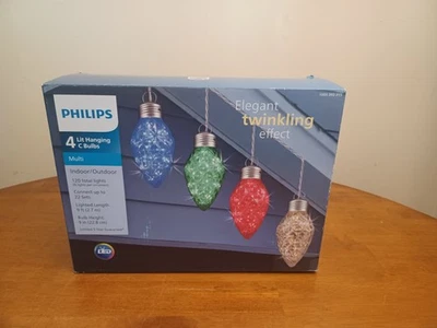 Philips Elegante Efecto Parpadeante 4 Grandes 9" Gran Tamaño Colgantes C Bombillas LED  Foto 1 de 4