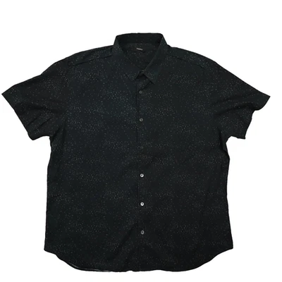 Camisa Theory Negra Estampada Abstracta Manga Corta Abotonada Para Hombre XXL Ciudad Moderna Foto 1 de 4