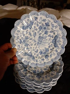 c 1900 Japan Set Of 6 White Cloud Hall Seto Porcelain Bread Plates 7.5" - Picture 1 of 10
