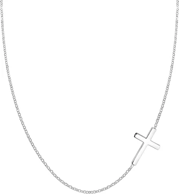 Collana Donne Croce Ciondolo Religione Di Base in Argento Sterlino 925 Placcato  - Immagine 1 di 4