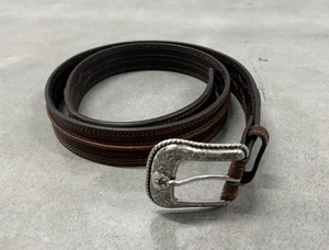 Ariat Herren Braun Leder Western Gürtel Gr. 44 Silber Schnalle Cowboy Rodeo - Bild 1 von 6