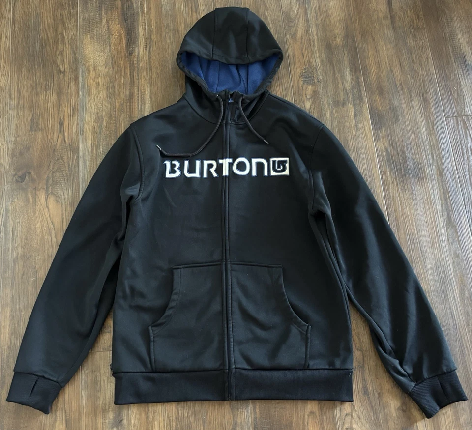 Burton MB Bonded DryRide Full-Zip Hoodie Jacket Spellout Snowboard Black Men's L - Image 1 of 4