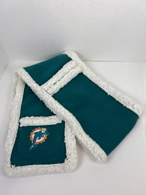 Miami Dolphins Neck Wrap Scarf with Team Logo Doublesideded Teal White w- Pocket - Image 1 of 4