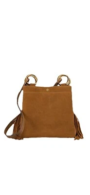 Bolso de hombro Tory Burch Farrah marrón gamuza flecos RARO Foto 1 de 4