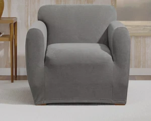 Sure fit Stretch Chenille One Piece Chair Slipcover smoke gray washable - Picture 1 of 2