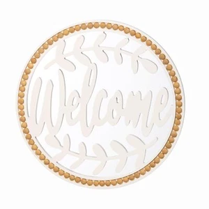 Welcome Signdoor Decorhousewarming Giftwooden Wreath Signboard With Beaded De - Picture 1 of 7