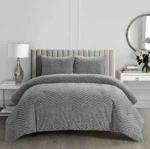 Nanshing Grand Avenue Harvey Set 3 Pezzi Trapuntino Chevron Copriletto King Pelliccia Grigio - Foto 1 di 3