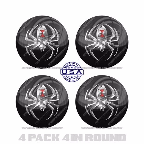 4 Pack 4" Round 3M Premium Grade Window Tailgate  Decal Sticker - SILVER SPIDER - Image 1 of 1