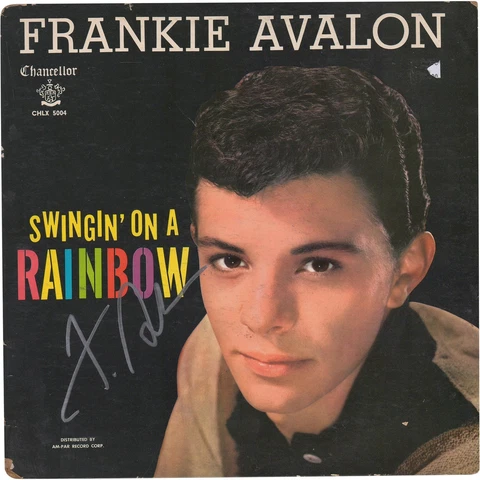 Frankie Avalon Autographed Swingin' On a Rainbow Album JSA Cover