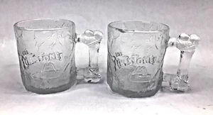 2 FLINTSTONES ROCDONALD'S MUG CUP PRE-DAWN FROSTED GLASS McDONALD'S 1993 USA VTG - Picture 1 of 2