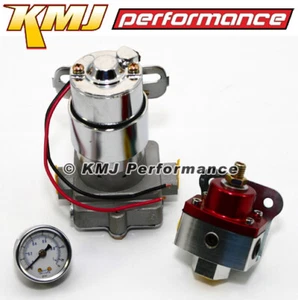 High Flow Electric Fuel Pump 130GPH Universal w/ Red Regulator & Pressure Gauge - Picture 1 of 1
