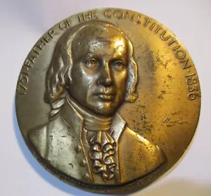 Medalla de bronce vintage 1980 "1751 Padre de la Constitución 1836" tamaño 3 pulgadas - Imagen 1 de 8