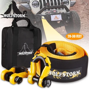20FT~30FT Recovery Winch Strap +3/4 D-Ring Shackles 41,800 LBS Break Strength - Picture 1 of 13