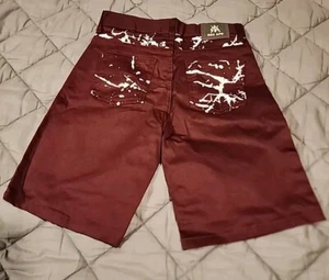 Red Ape Boys Size 7/XL Shorts Burgundy with White Graphics 100% Cotton - Picture 1 of 9