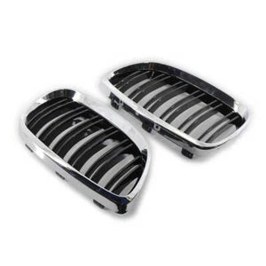 Pair Chrome & Gloss Black Grille Front Grill For BMW E92 E93 328i 335i 2-Door - Picture 1 of 9