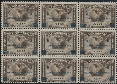 Canada, Air Mail, Scott #C4, block of 9, MNH, Showpiece - Image 1 of 2