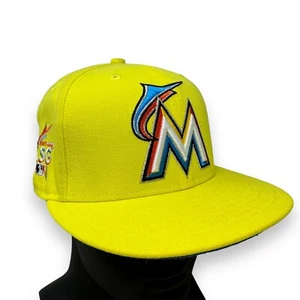 Miami Marlins New Era Fitted Hat 7 3/8 ASG 2017 Patch MLB 59Fifty Bright Yellow - Picture 1 of 13