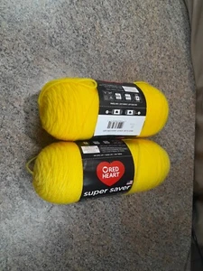 Red Heart Lot  Of 2 Yarn 100% Acyrilic 7oz  No Dye Bright Yellow - Picture 1 of 3