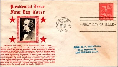 Scott 822 17 Cents Johnson Crosby FDC - Typed Address - Planty 822-38A - Image 1 of 2