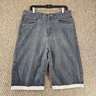 Raw Blue Y2K Shorts Mens Sz 34 ( Measures 36 ) Denim Embroidered Rear Pockets - Image 1 of 4