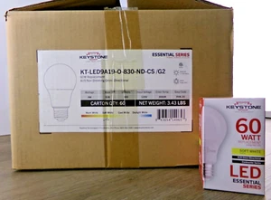 Case of 60 Keystone LED 60W 800Lm Soft White Non-Dimmable Light Bulbs, New S2 - Picture 1 of 6