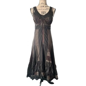 Italian Vintage Y2K Brown Sleeveless Costume Maxi Dress Sz S - Picture 1 of 10