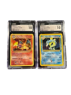 CGC 10 Gem Mint Charizard & Gyarados Holo Pokémon Cards - Image 1 of 4