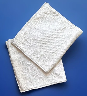 Set 2 Lauren By Ralph Lauren Whitehall Quilted Silk King Shams White Cream *READ - Image 1 of 4
