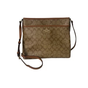 Coach Signature Akten Umhängetasche braun hellbraun Canvas Leder Handtasche F58297 - Bild 1 von 12