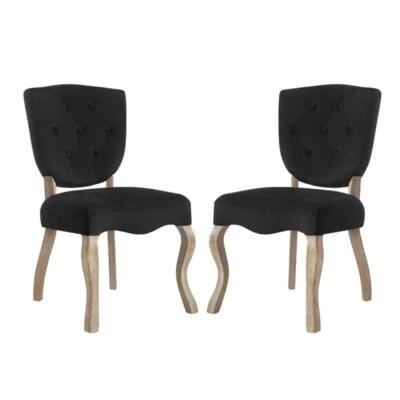 Modway Array 20" Modern Velvet Polyester Dining Side Chair in Black (Set of 2) - Image 1 of 4