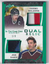 2023 Leaf ITG Used Hockey - Joe Sakic Teemu Selanne - Dual Relic - Emerald - 1/3