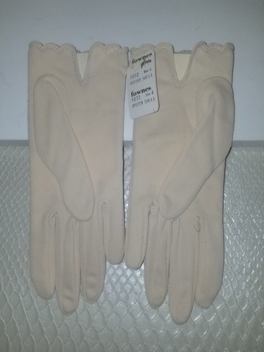 OFF WHITE Guanti Chiesa Vintage Anni '50 FOWNES 100% Nylon Bianco Vintage 6 7 Scalloped Nuovi