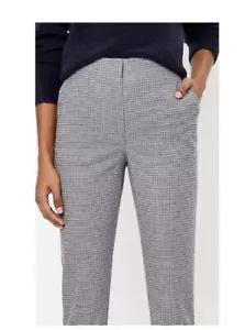 NWT Loft Women's Check High Waist Straight Trouser Pants Gray Size 2 - Picture 1 of 6