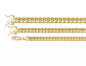Brazalete de cadena de eslabones cubanos Miami de oro amarillo de 10k de 4,5 mm-6 mm hueco de 7"-30" - Imagen 1 de 5
