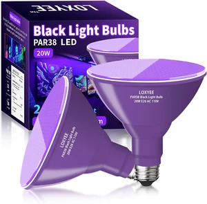 PAR38 Halloween LED Black Light Bulbs 2 Pack,E26 Base 20W(200W Equivalent) Black - Picture 1 of 12