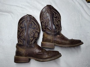 Double H Leather Cowboy Western Boots Men's 8.5D  DH4645 Made In USA Brown - Picture 1 of 22