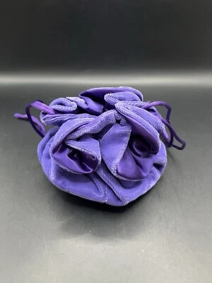 Bolso de Viaje Joyería Vintage Años 80 90 Púrpura Satinado Terciopelo Cordón Foto 1 de 4