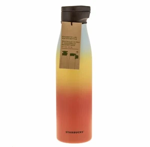 Starbucks Gradient Orange Blue Spring Water Bottle Magnetic Lid 20 oz Unique NEW - Picture 1 of 3