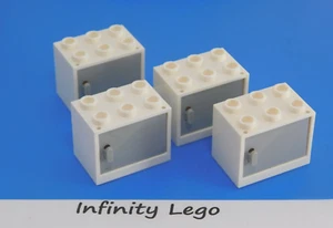 4 LEGO White Cupboard 2x3x2 Opened Studs with Light Bluish Grey Doors 92410 - Picture 1 of 2