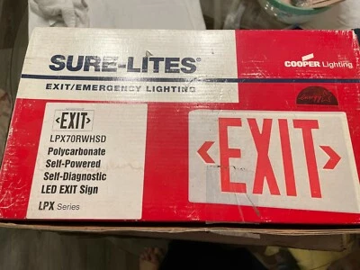 Sure-Lites Exit Sign by Coop, White Red letters, Single/Double Model:LPX70RWHSD - Image 1 of 4