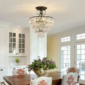 Kitchen Modern Crystal Ceiling Light Chandeliers 3 Colors Dimmable Home 40x50cm - Picture 1 of 7