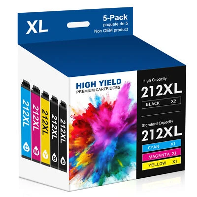 5Pc 212XL Ink replacement for Epson 212XL Workforce XP-4100 WF-2850 Printer - Image 1 of 4